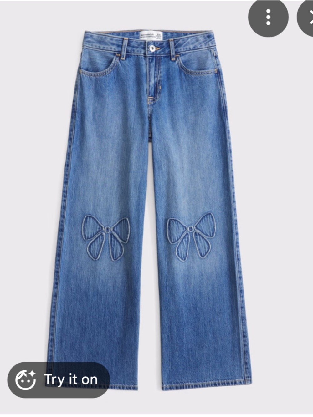 abercrombie kids Blue Embroidered Butterfly Knee Jeans